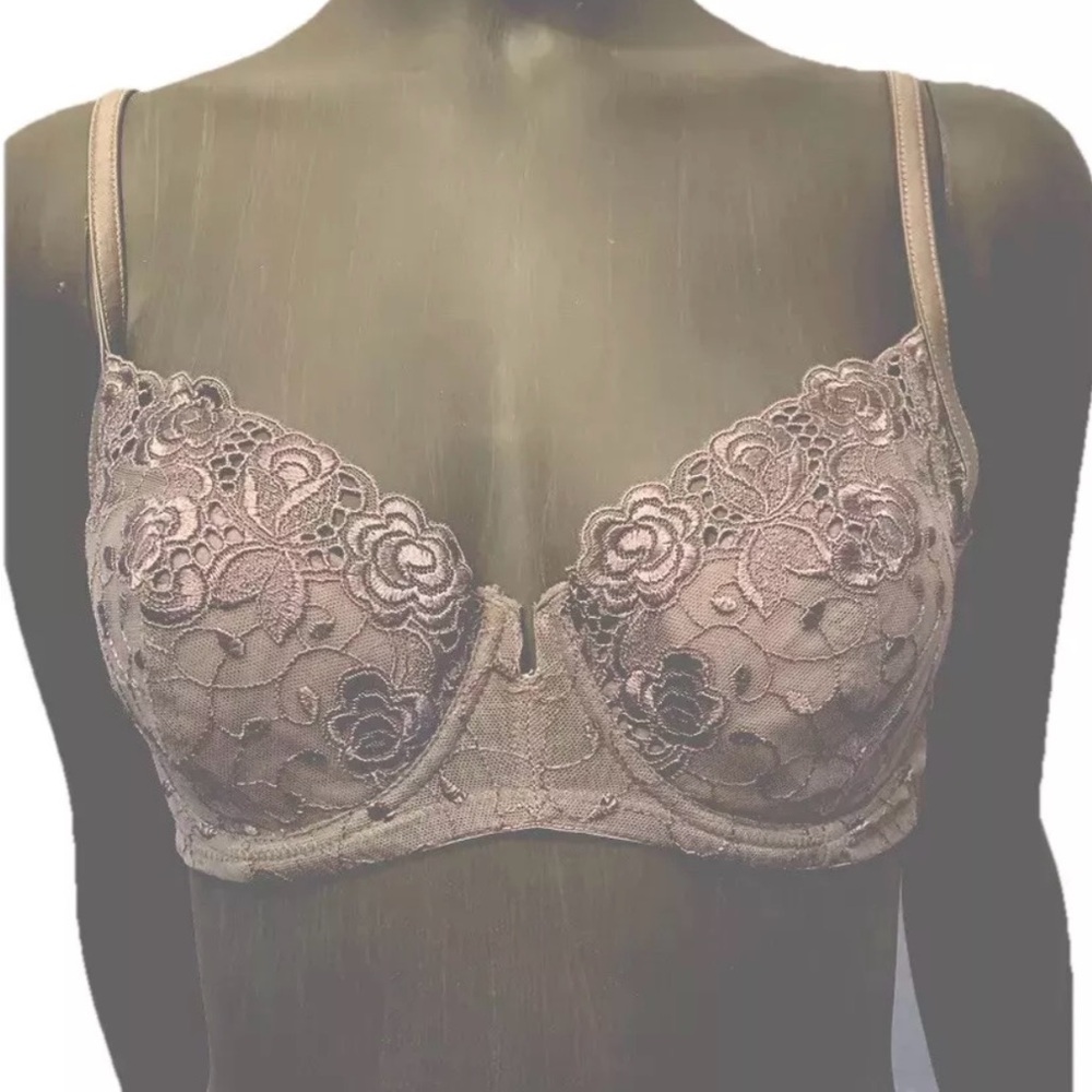 Parisa Lace Trim Bra and panty set gray